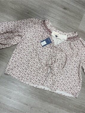 Universal Thread Dusty Rose Floral Smocked Peasant Blouse